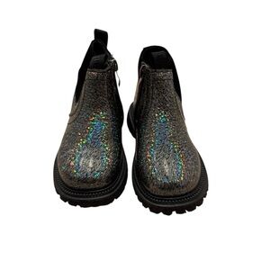 NWOT- Toddler Girls Kids Black Glitter Ankle Boots 🥾 with side zipper -SZ- 24